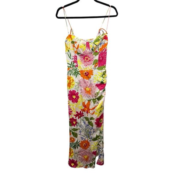 Reformation Marguerite in Fabrizia Floral Silk Satin Side Slit Midi Dress 6 - Picture 4 of 11